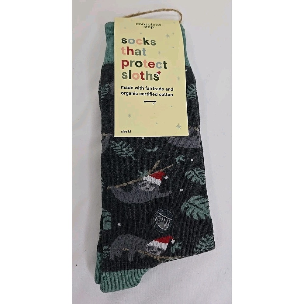 Conscious Step Christmas Sloth Socks Size M Adult's